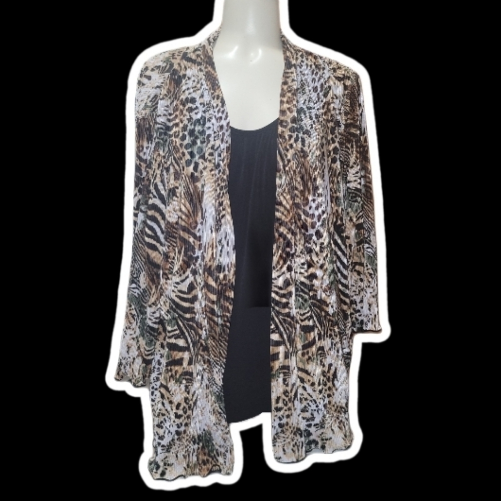 wild mosaic animal-print layered cardigan top ೀ⋆｡🌷